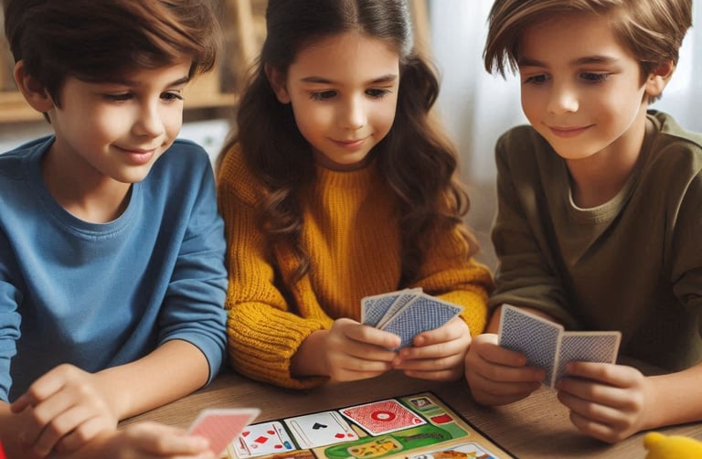 Niños jugando juegos de mesa educativos didácticos pequedivertido