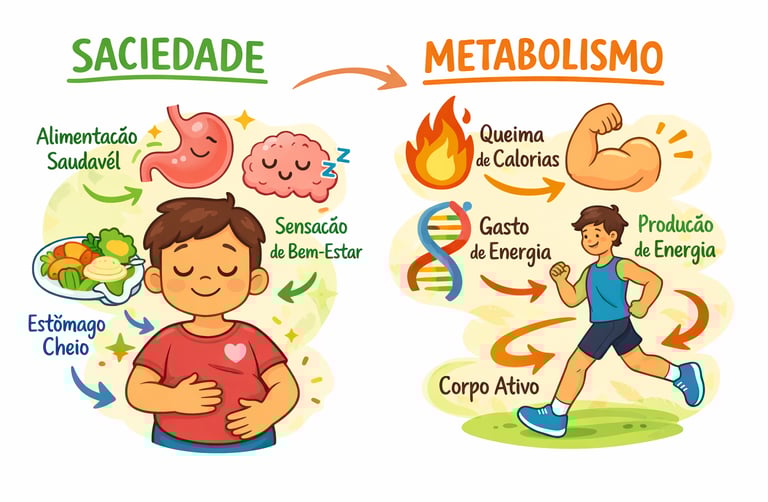 ilustração simples de saciedade  metabolismo.