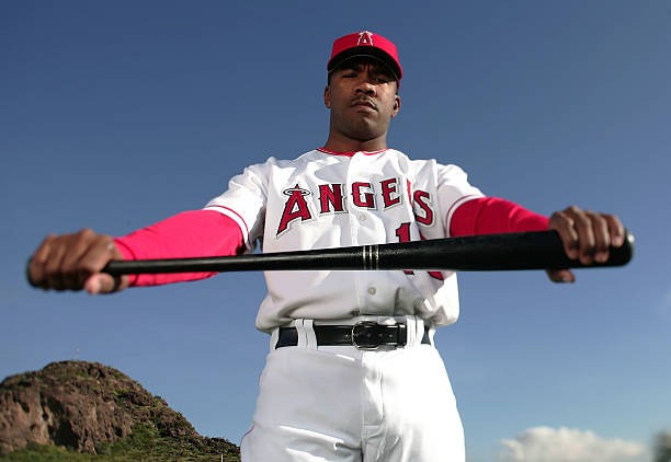 Garrett Anderson of the L.A. Angels poses during Spring Training at Tempe Diablo Stadium on 2.24.05 in Tempe, Arizona