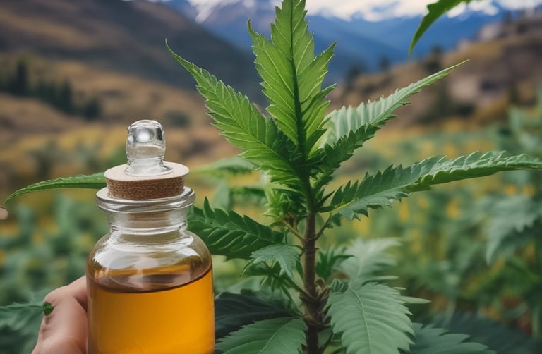 A jar of Gaiana Cream next to fresh cannabis leaves and sea water droplets, highlighting its key ingredients.