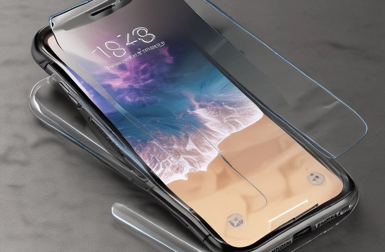 Close-up of a sleek, unbreakable tempered glass screen protector on a smartphone.