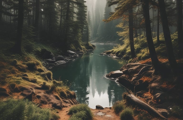 A shirt adorned with the earth element symbol, surrounded by natural textures and deep greens.