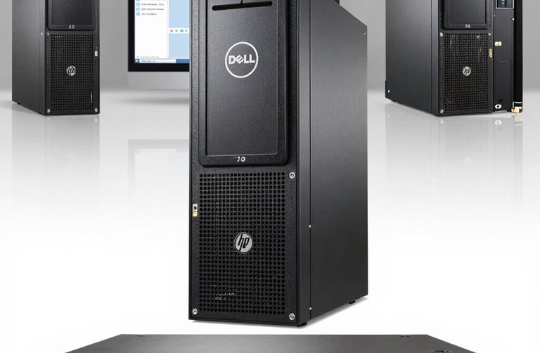 A sleek HP DL380 server rack glowing softly in a modern data center environment.