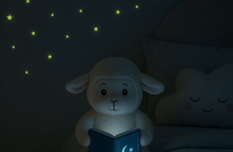 a stuffed animal sitting on top of a bed