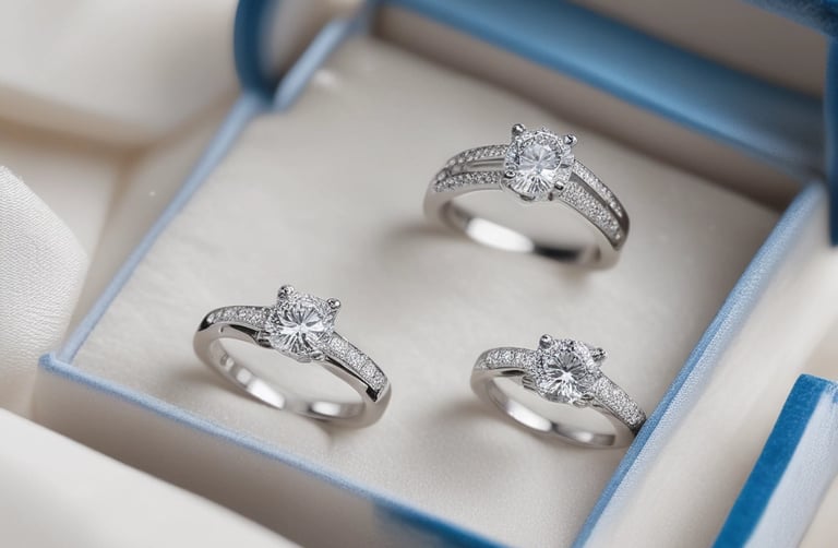 A close-up shot of a beautifully crafted silver ring with a sparkling lab-grown diamond.