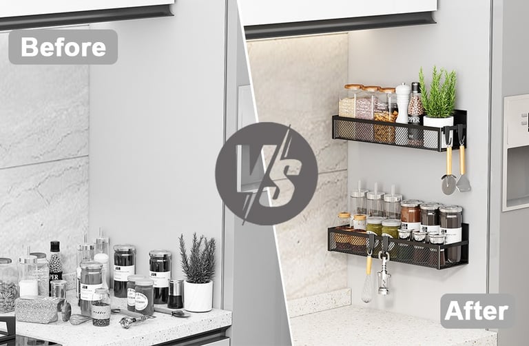 spice drawer before and after organization