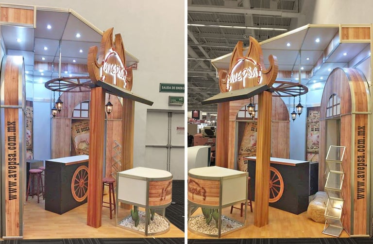diseño de stand híbrido temático