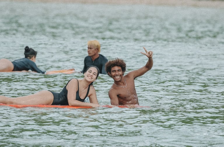 happy surfers