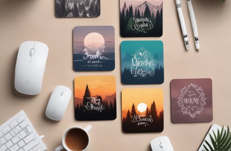 A beautifully arranged set of personalized photo cards with vibrant designs.