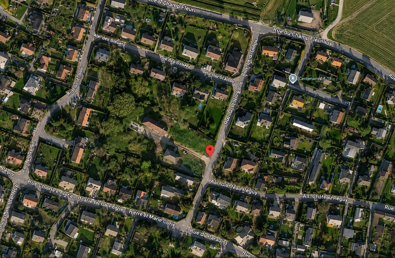 Vue aérienne haute définition du quartier de la Rue de la Bergerie à Vénécamp