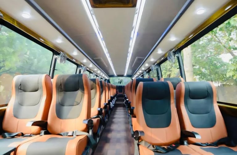 53 seater luxury bus interior with spacious seating in Delhi NCR