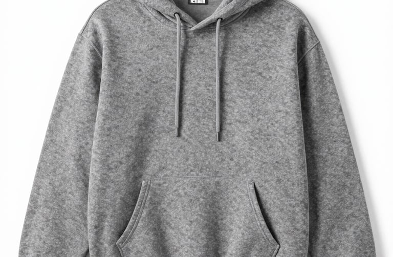 A cozy, minimalist hoodie draped over a modern chair, showcasing fine stitching and a muted color palette.