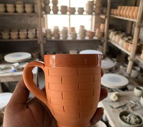 Terracotta clay coffee mug