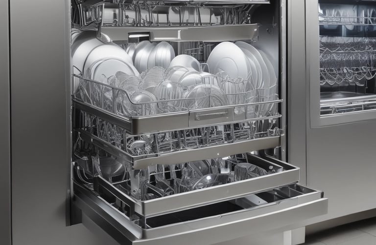 A close-up of professional cleaning gloves and microfiber cloths arranged neatly on a wooden surface.