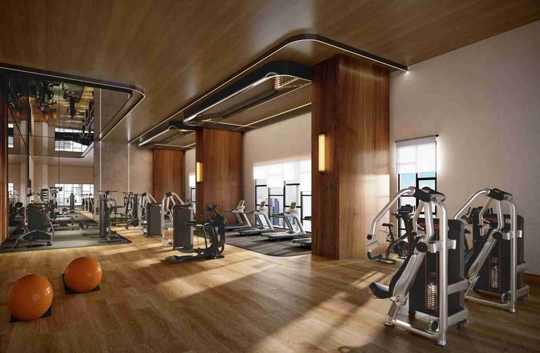 Fully equipped gymnasium at walk-to-RTS condo in Johor Bahru