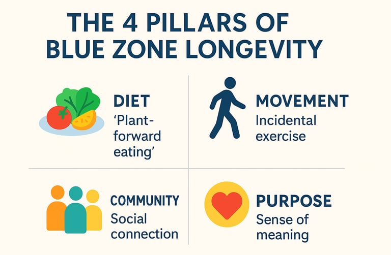 Blue Zones Secrets: The 4 Pillars of Longevity for a Longer, Healthier Life
