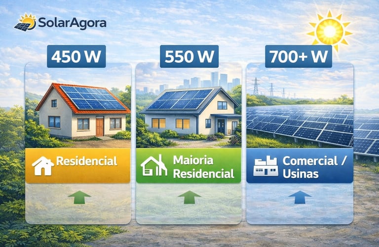 Comparação de placas solares por aplicação: residencial, comercial e usinas