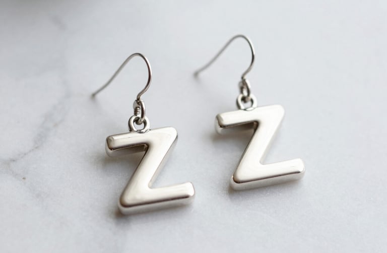 Delicate silver earrings with jade green details, photographed against a muted green background.