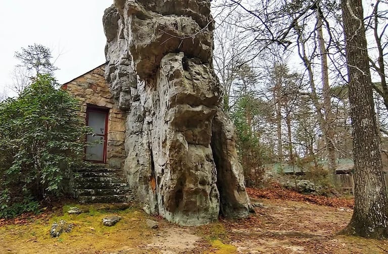 Mentone, AL - The Rock Church built around a boulder