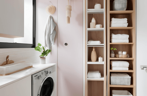 Vertical Storage Bathroom Design