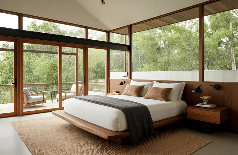 Elegant bedroom in a sustainable home.