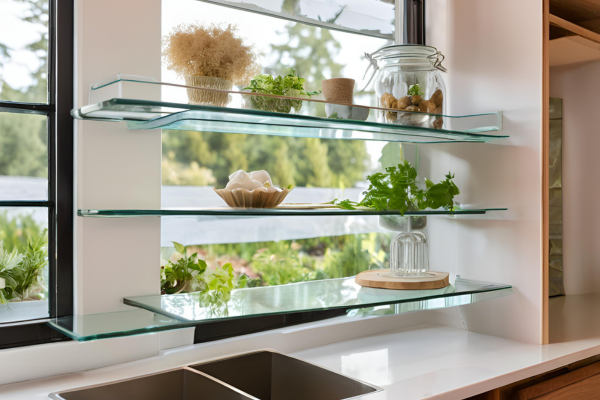 Glass Shelves for Kitchen Windows