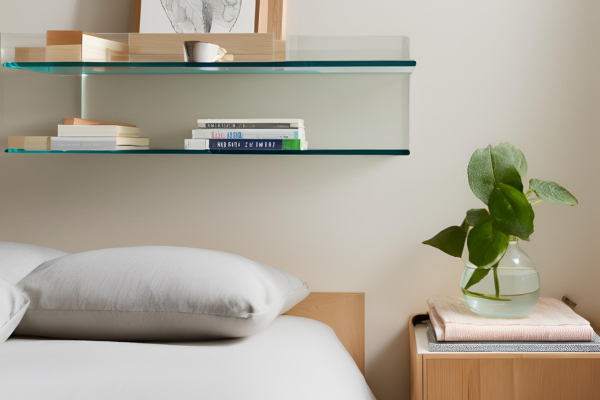 Bedside Floating Glass Shelves