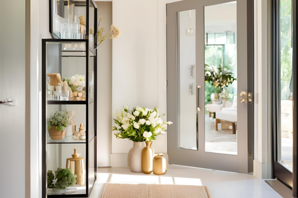 Decorative Glass Entryway Shelves