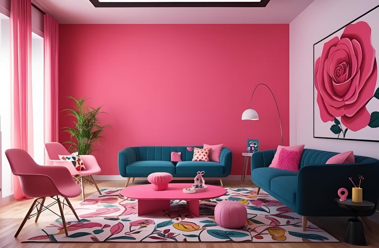 Bold Rose Pink Color Wall