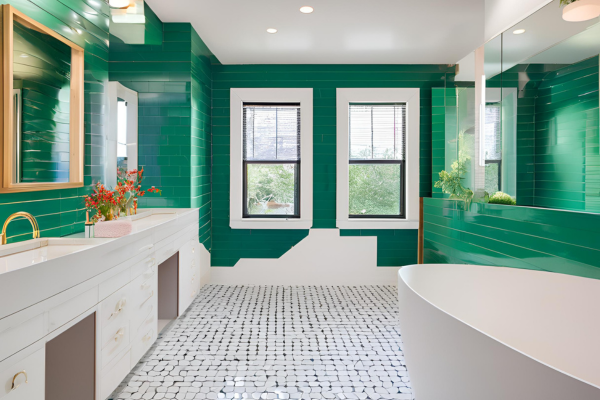 Bathroom Panels With Subway Tiles and Accent Walls
