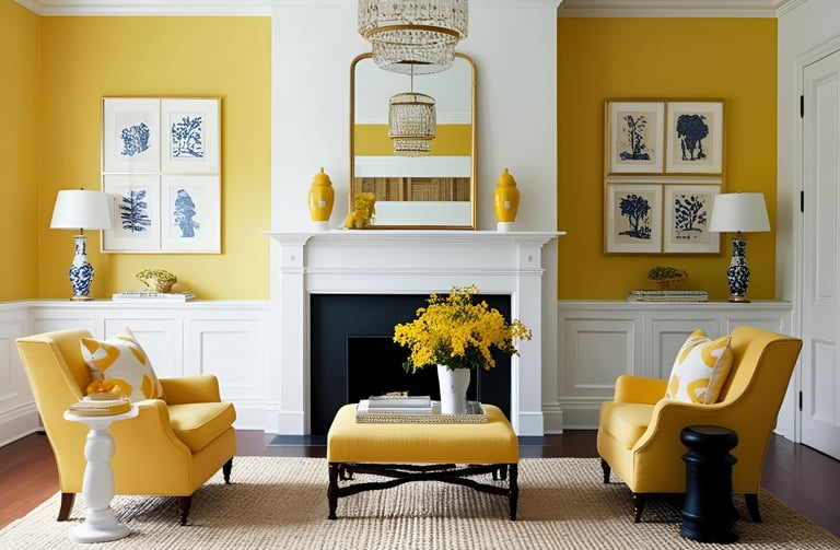 Yellow and White Hall Home Color Scheme