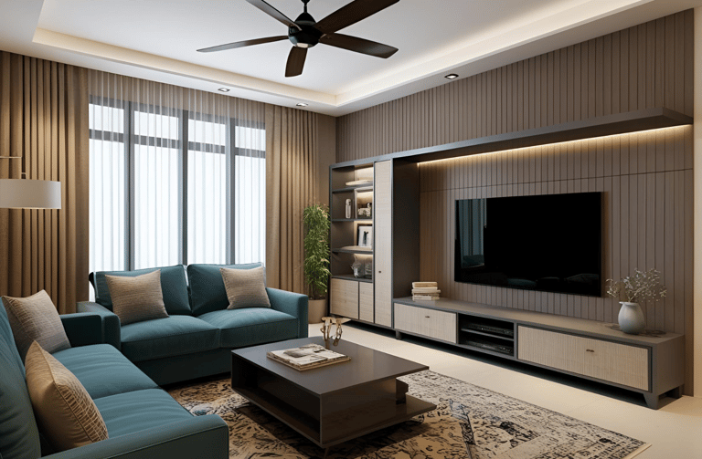 L-Shaped TV Unit Design For a Small Living Room