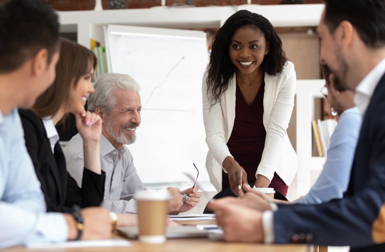Business people at the table thinking about ideas.