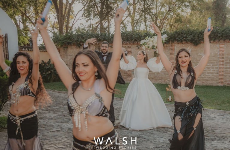 Antigua Guatemala Wedding Photographer-Bride and grrom with arab dancers