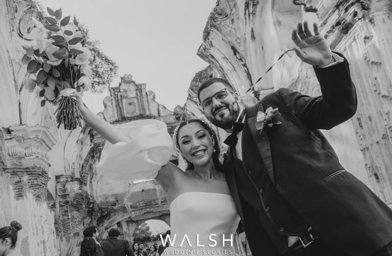 Antigua Guatemala Wedding Photographer-bride and groom looking at camera