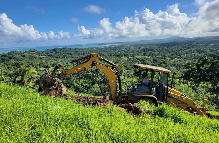 Road mapping and site preparation to visualize panoramas of Samaná Bay and Miches' landmarks.