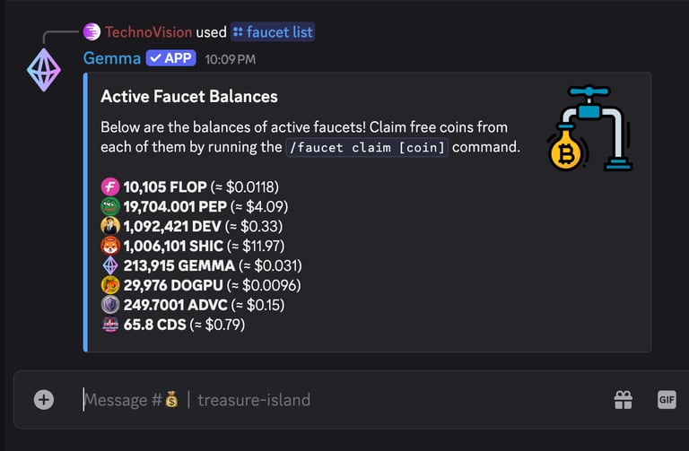 Screenshot showing the faucet claim message.