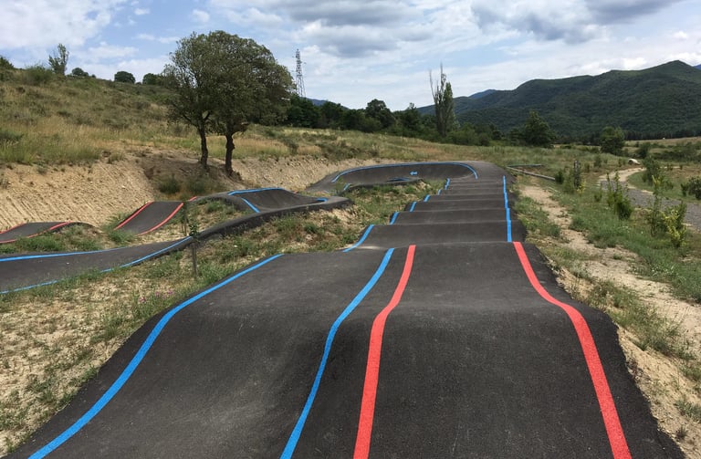Pump track cycling area in Parc Saint Bertrand Quillan