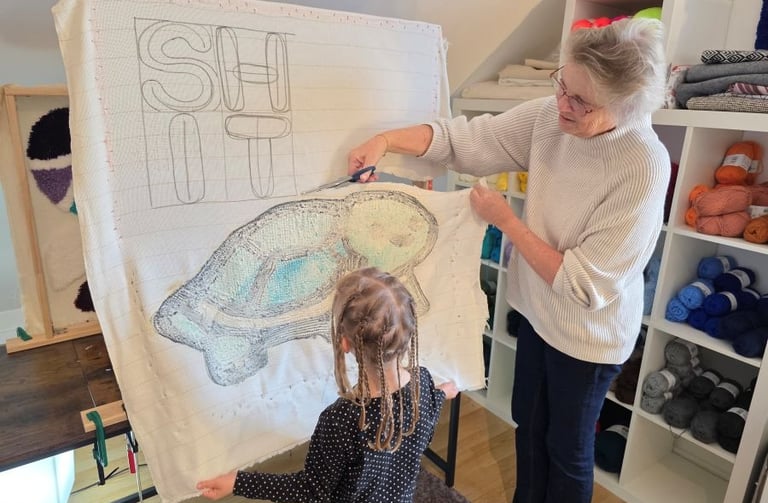 Tufting - hier Ausschneiden Motiv Schildkröte