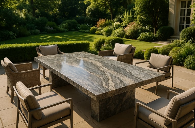 a leftover granite table with chairs