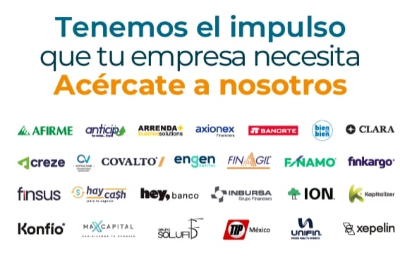 Logotipos de empresas de credito Pyme. Afirme, Finsus, Konfio, Covalto, Hey banco, TIP etc