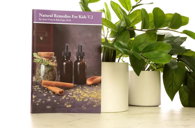 a book with a plant in front of a plant