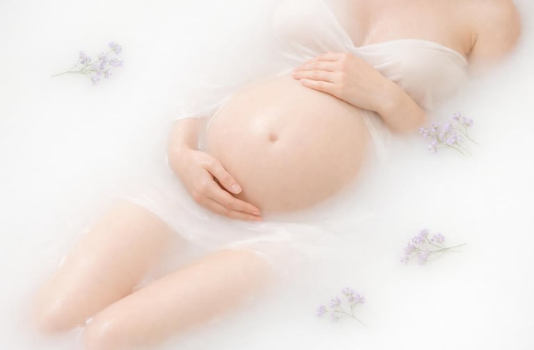 Bain de lait grossesse avec fleurs