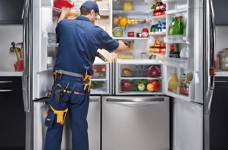 Appliance Repair Techician repairing refrigerator