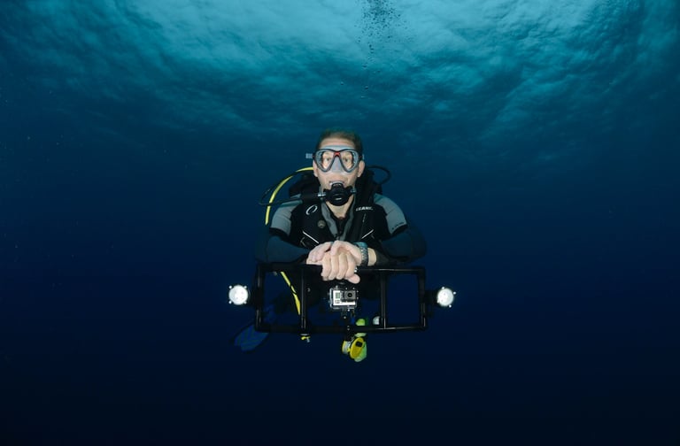 Nick Billington Scuba Diving with sharks at Cocos Islands, Costa Rica