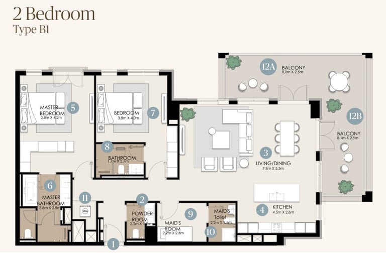 nawayef park views 2 bedroom floor