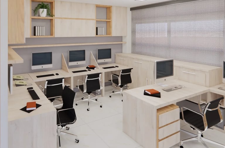 sala de colaboradores de um escritório interiores