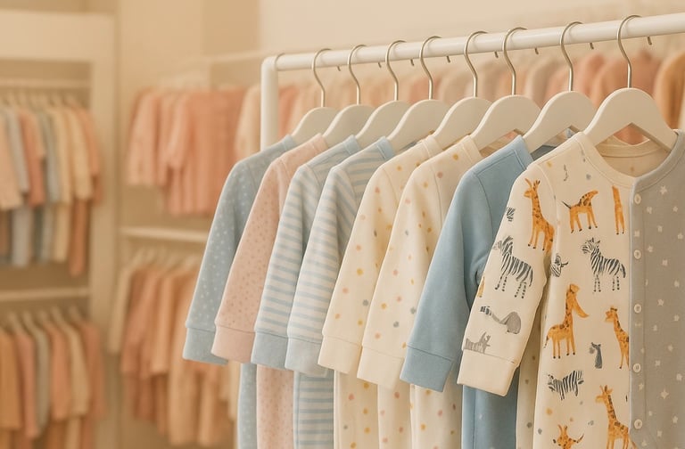 KKChildren onesie pajamas hanging