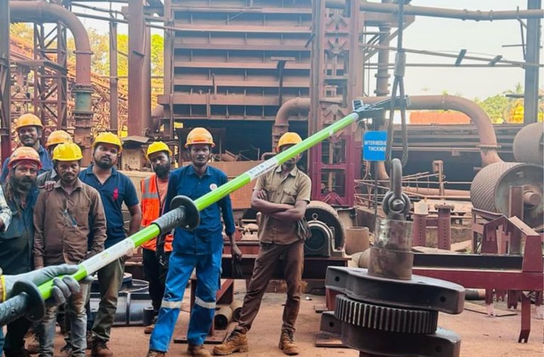 Hands-free lifting safety website design for PSC LoadGuider push pull stick with blue footer and cle