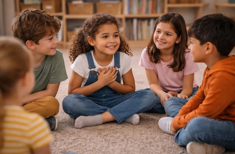 kids seated on a carpet png
